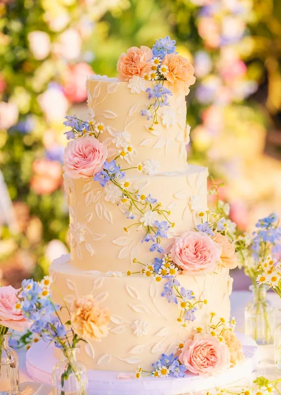 Three-tier floral celebration cake