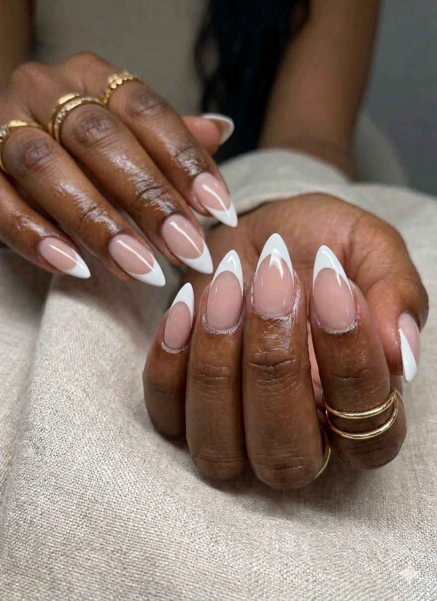 White french tip almond nails